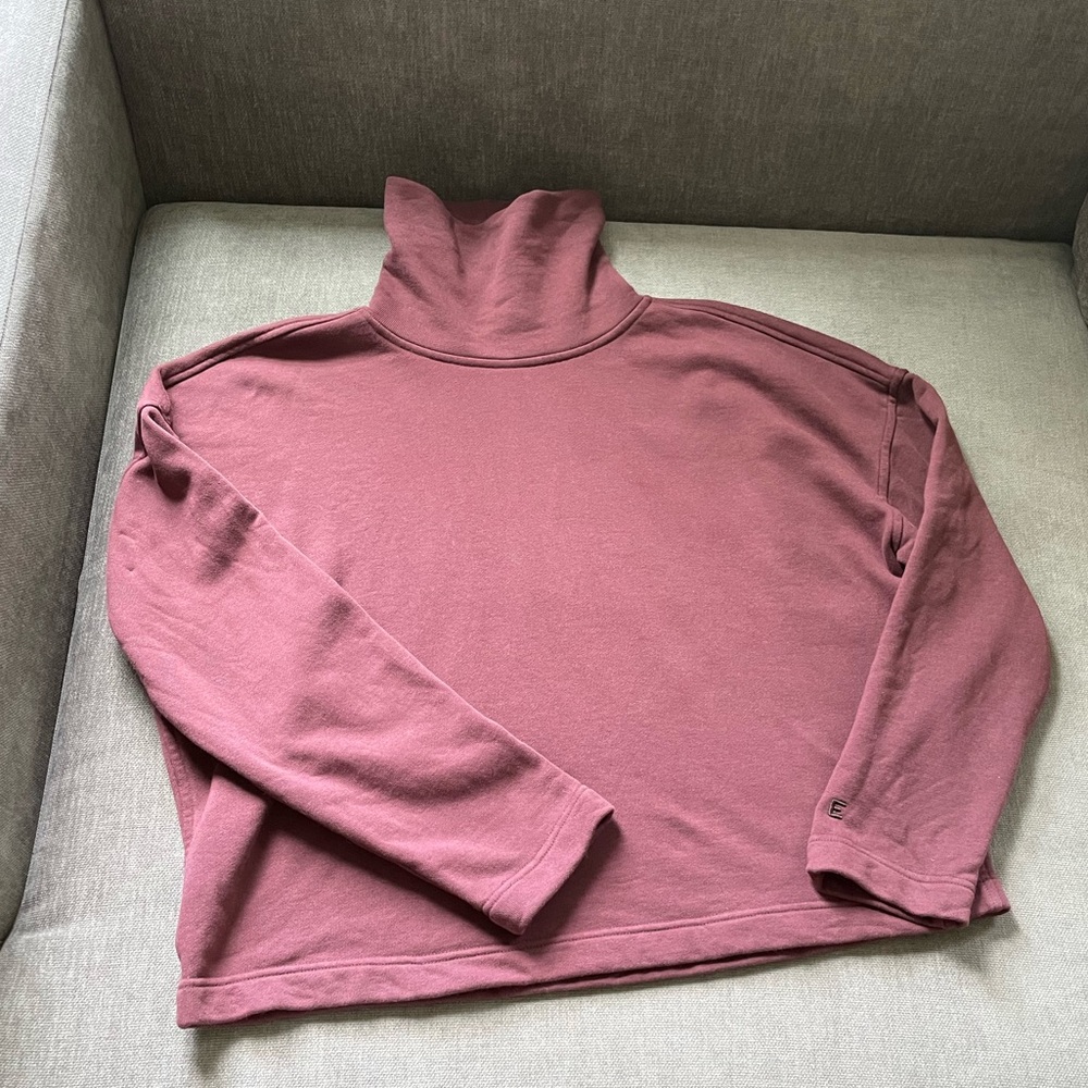 Everlane turtleneck sweatshirt boxy fit brown size XS organic cotton